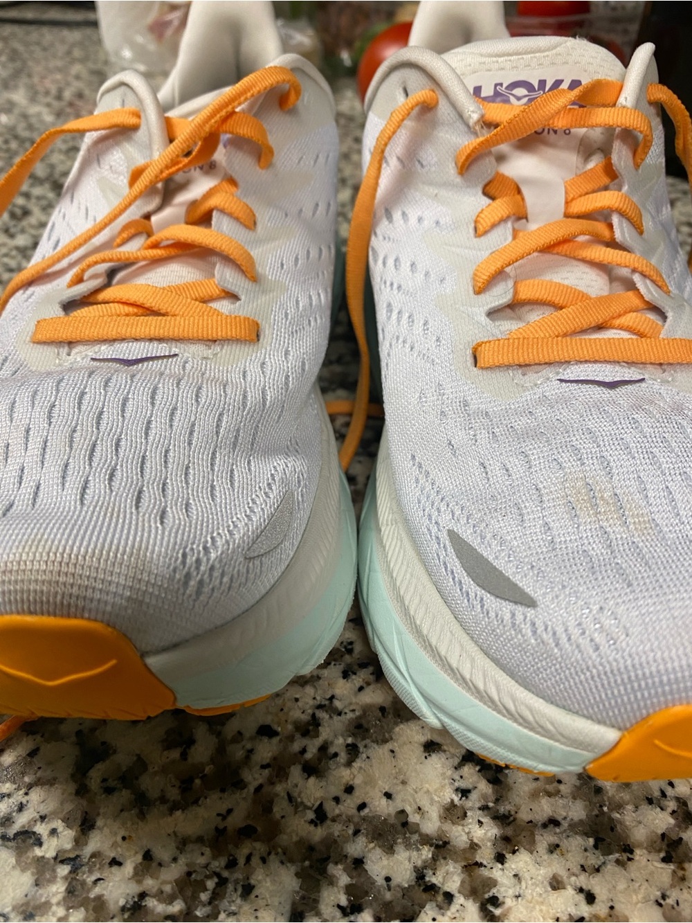 Womens Hoka Bondi 8. Size 8.5. Lightweight White & Orange.
